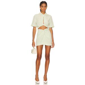 MATTHEW BRUCH Twist Mini Skirt in Pear Green